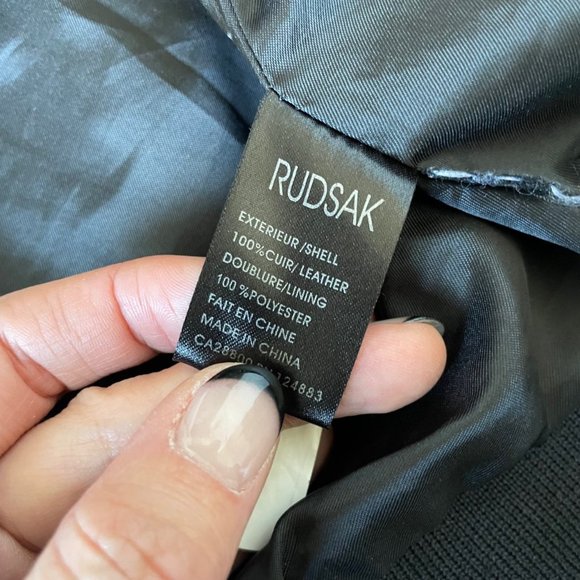 Rudsak Short Leather Boomer Jacket Black Small - Picture 4 of 7